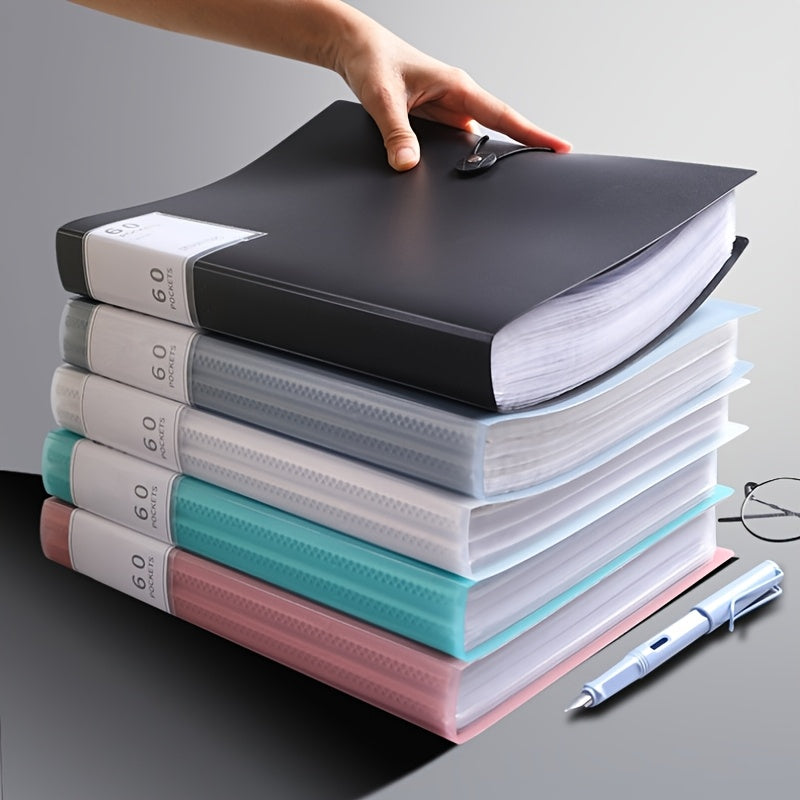 60-Pocket A4 File Folder, Suitable for A4 Size Documents and Papers, PP Material, High Transparency and Waterproof, Easy to Store and Organize, Ideal for Home, School, and Office File Storage