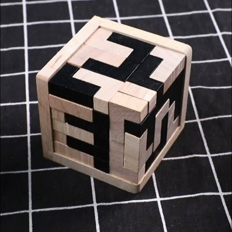 Lot de 54 pièces 3D Brain Teaser, jeu de cubes en bois. Cadeau parfait pour l'entraînement cérébral, Noël, anniversaires et décorations d'Halloween.