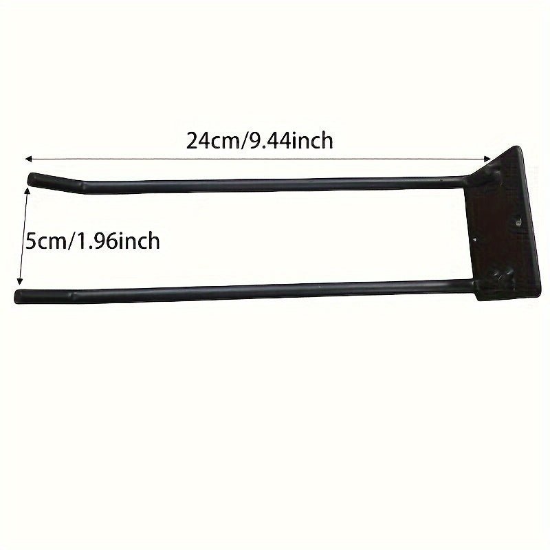 1pc Heavy-Duty Iron Wall-Mounted Tool Rack - Multi-Purpose Garage &amp; Garden Organizer for Shovels, Rakes, Brooms - Space-Saving Black Storage Hook, Perfect Father'S Day Gift, Garage Storage Rack, Sleek Metallic Finish, Sturdy