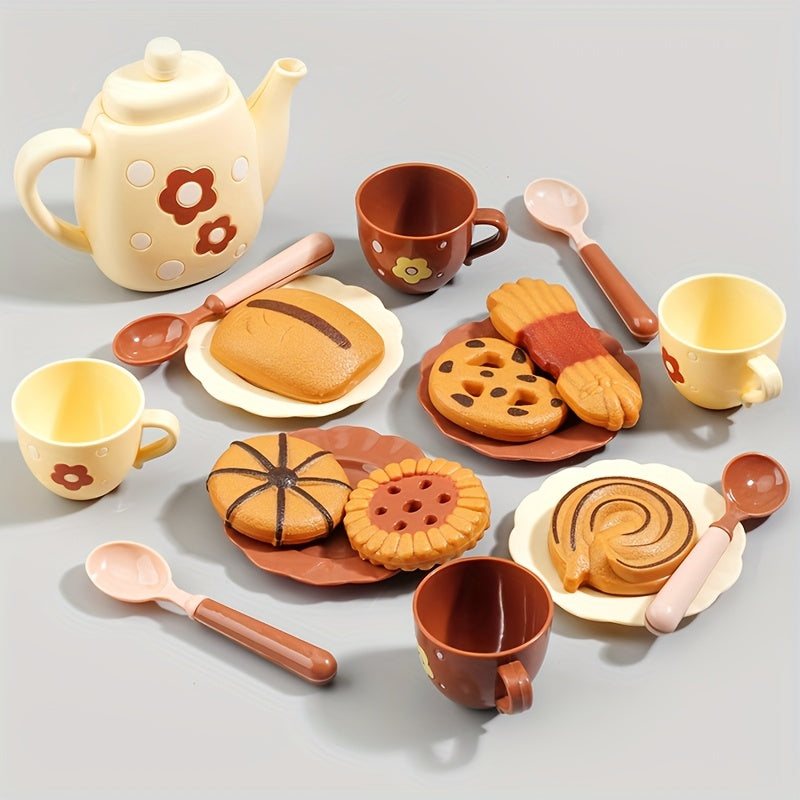 Service à thé de luxe pour ados, incluant théière, biscuits et aliments réalistes, cadeau idéal pour garçons et filles.