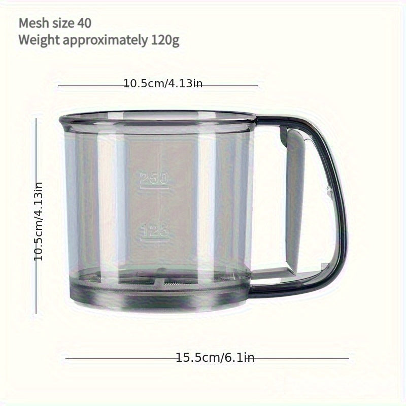 Tamis à Farine Semi-Automatique : Poignée ergonomique, maille fine, idéal pâtisserie, gâteaux et occasions festives comme Noël, Halloween ou Pâques.