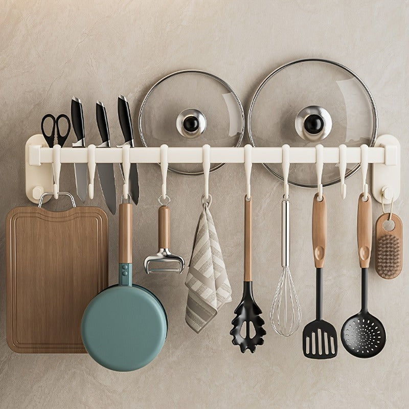 Étagère cuisine en acier carbone : organise baguettes, couteaux et épices. Installation facile avec adhésif ou vis, durable et stable.