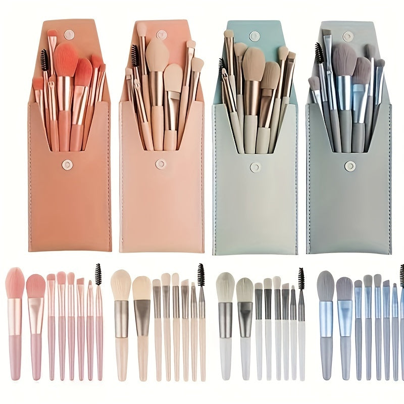 Hypoallergenic Polyester Bristle Makeup Brush Set, Wand Form Eye Shadow, Powder &amp; Brow Brushes, ABS Handle, For Normal Skin - Portable Travel Kit (1 Set)