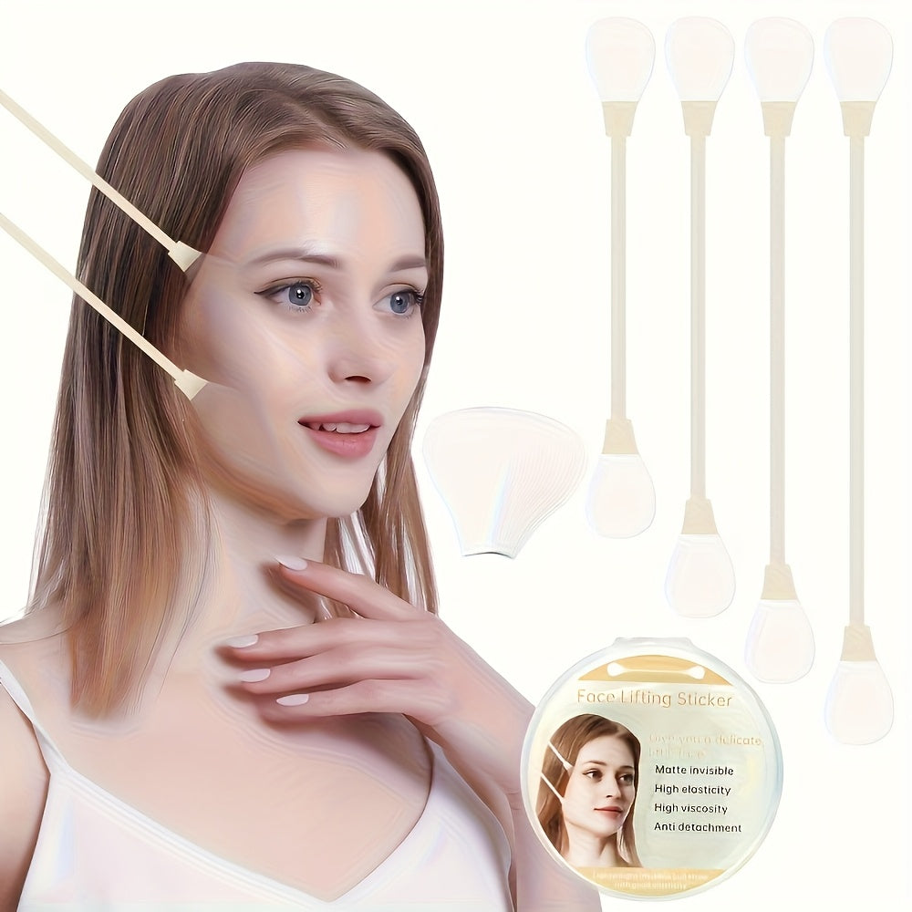 Lot de 20 bandes liftantes invisibles pour visage, 4 sangles élastiques réglables, remodelent cou, joues et double menton, réutilisables, beige clair et sans parfum.