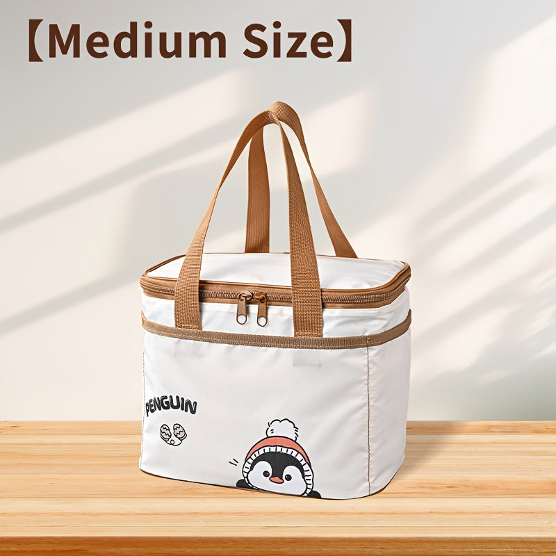 Sac déjeuner portable Qifeng, grand volume, isolant, motifs cartoon, tissu Oxford renforcé, aluminium intérieur, réutilisable pour école et pique-nique.