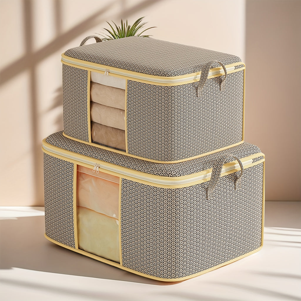 2pcs Heavy-Duty Storage Moving Bags | Quilt and Blanket Storage with Handles Set, Clear Window, Fabric Material, Contemporary Style, Multipurpose Use - TUZA, Under-Bed Storage