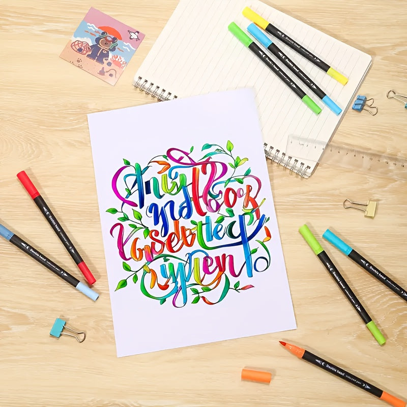 Double-Ended Watercolor Pen - Vibrant Color Set with 12 Colors (Pink, Green, Yellow, Orange, Red, Purple, Brown, ) | Sustainable Plastic Body, | Ideal Christmas Gift For Painting, Sketching &amp; Crafts | Watercolor Painting Supplies