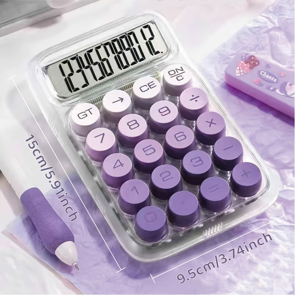 Calculatrice transparente Dopamine avec grand écran 12 chiffres, touches ergonomiques, design compact et durable, idéale pour bureau ou besoins spécifiques.