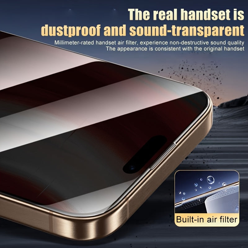 5 Anti-Peep And Dust-Free Cabin Tempered Glass Screen Protectors for Iphone 17/17 Pro/17 Air/17 Pro Max/16/16 Pro Full-Screen Full Coverage 16 Plus/16 Pro Max Anti-Peep Tempered Glass Screen Protectors 15/15 Pro/15 Plus Mobil
