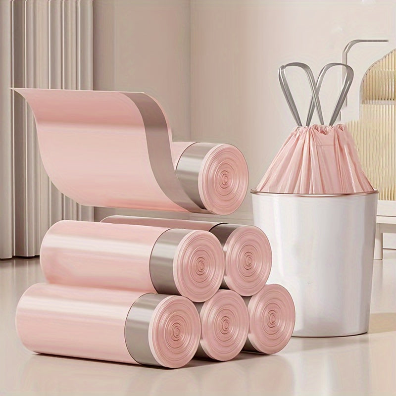 [Durable Trash Bags] 50pcs Extra Thick &amp; Durable Drawstring Trash Bags | Large, Portable Polyethylene Waste Bags for Kitchen, Bathroom, Bedroom, and Living Room Use, Home Organization, Sleek Design, Drawstring Closure, Trash