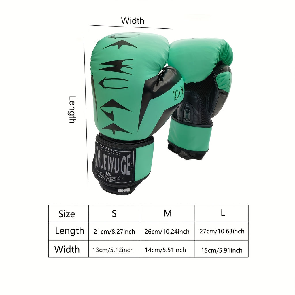 Paire de gants de boxe avec boucle ajustable, rembourrage anti-choc, durables et faciles à nettoyer, conçus pour débutants, novices et professionnels.