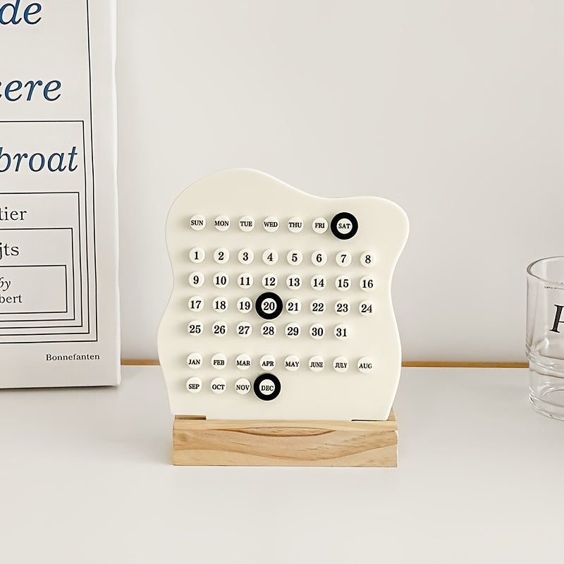 Calendrier de bureau DIY en bois, décoratif et créatif, idéal planification quotidienne, études, cadeau et accessoire de bureau élégant.