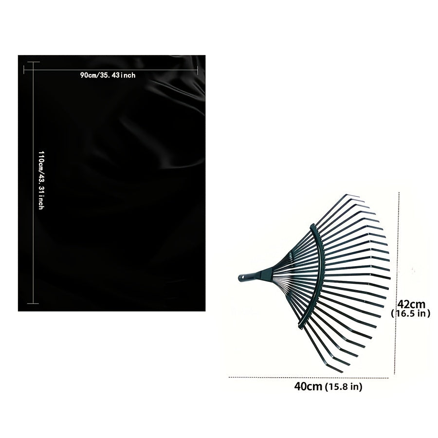 Heavy-Duty Stainless Steel Lawn Rake &amp; Leaf Scoop - Large Leaf-Catching Broom with Wide (65% More Coverage), Compatible with 40.13cm x 41.91cm Bags, No-Handle Design for Easy Leaf Removal - Ideal Gift for Gardeners &amp; Outdoor