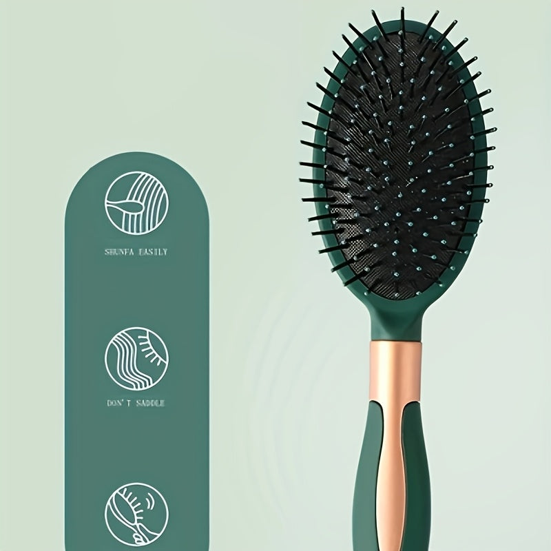 Peigne massage cuir chevelu avec coussin d’air, démêlant et bouclant, accessoire coiffure adapté à tous types de cheveux.