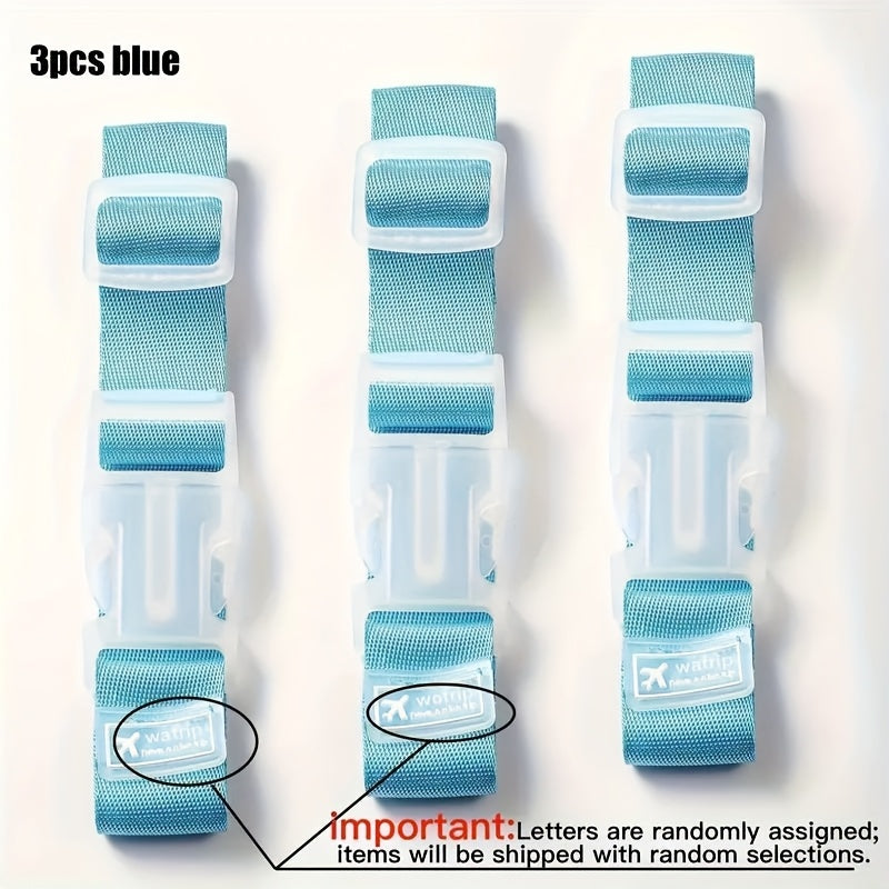 3pcs Adjustable Buckle Luggage Straps - Durable Travel Accessories with Vibrant Colors (, Pink, Orange, Green, Yellow, Red, Purple, Brown, ) - Secure Packing for Suitcases &amp; Bags
