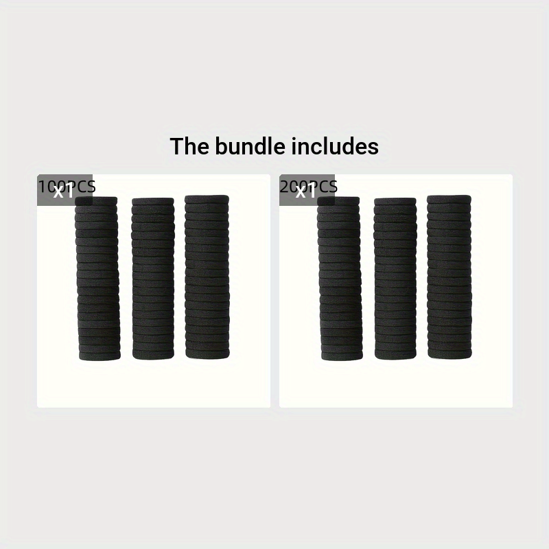 Lot de 300 chouchous élastiques noirs, doux et protecteurs, pour coiffures stylées sans abîmer les cheveux.