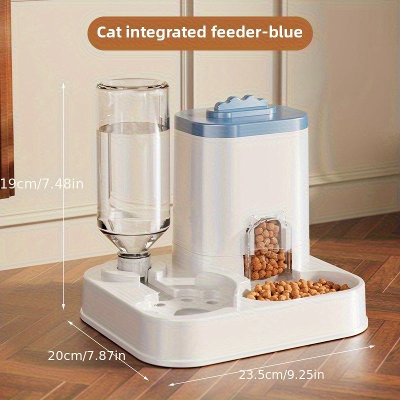 Automatic Cat &amp; Dog Water Dispenser with Integrated Food Basin - 1-10L Capacity, No Batteries Needed, Modern White Design for Easy Cleaning &amp; Hydration - Durable Pet Hydration Solution, Automatic Pet Feeder, Sleek Pet Accesso