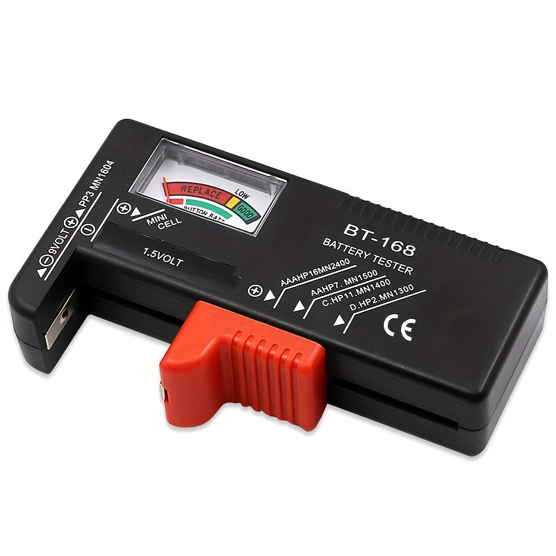 BT-168 Universal Battery Tester - Quickly Check AA/AAA/C/D/9V/1.5V Batteries with Color-Coded Meter Indicators!