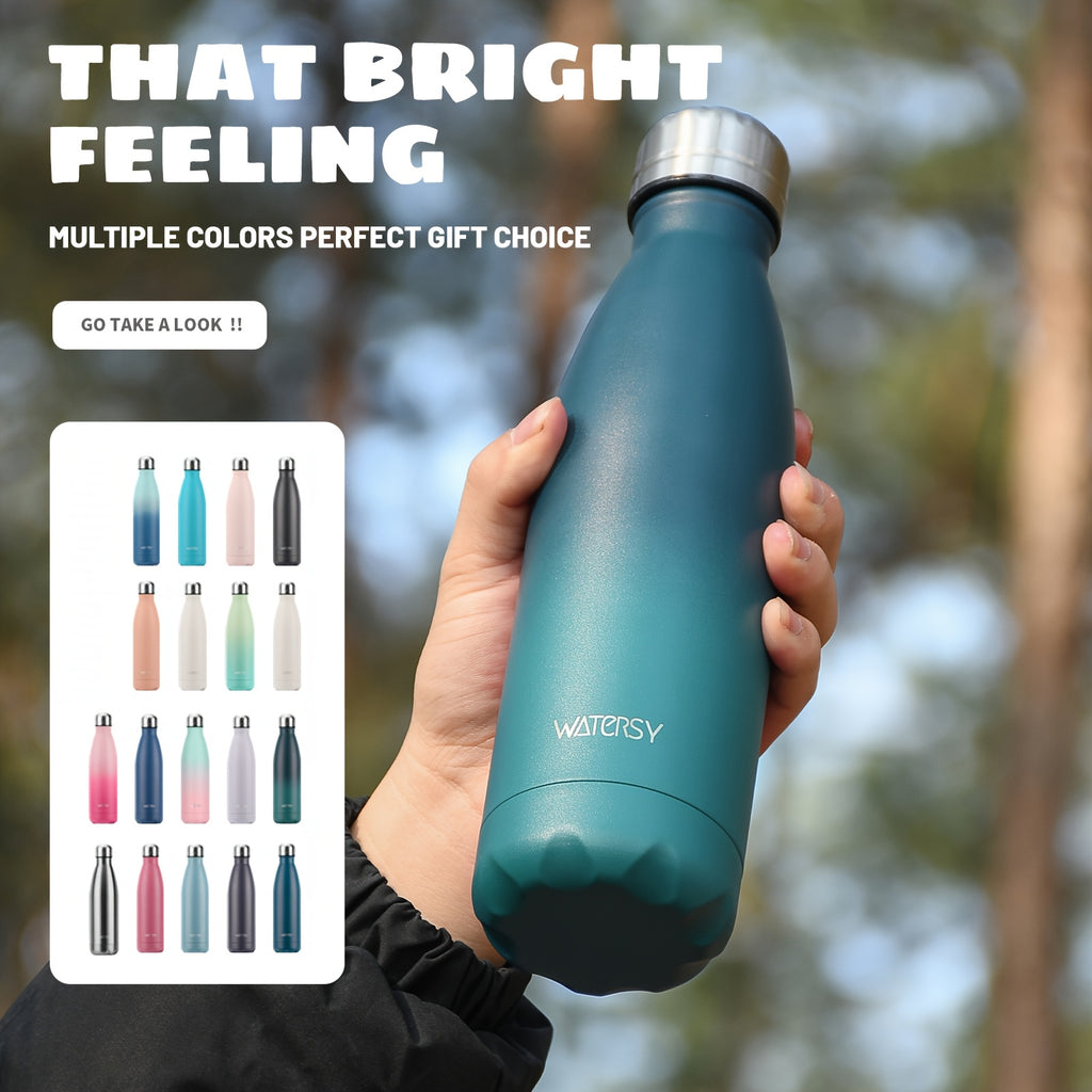 1pcs WATERSY 500ml/17oz Stainless Steel Drinking Bottle - Travel Thermal Flask - BPA-Free - Water Bottle, Stainless Steel Drinking Bottle - 24 Hours Cold &amp; 12 Hours Warm - Leak-Proof - Thermal Sport Bottles, 2 sealing rings a