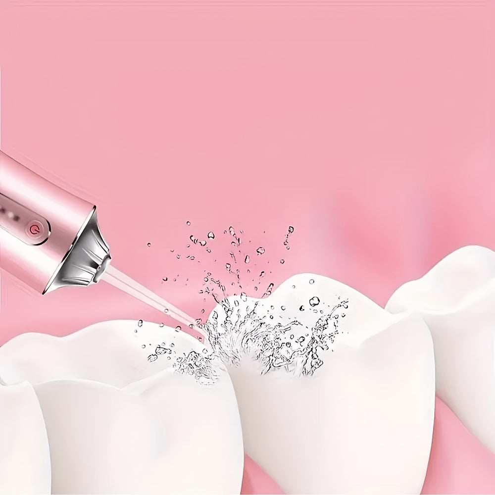 Wireless Electric Water Jet Dental Cleaning System with 4 Nozzles - 360° Rotating Nozzles, USB Rechargeable, Lithium Battery, Ideal for Daily Teeth &amp; Gums Care