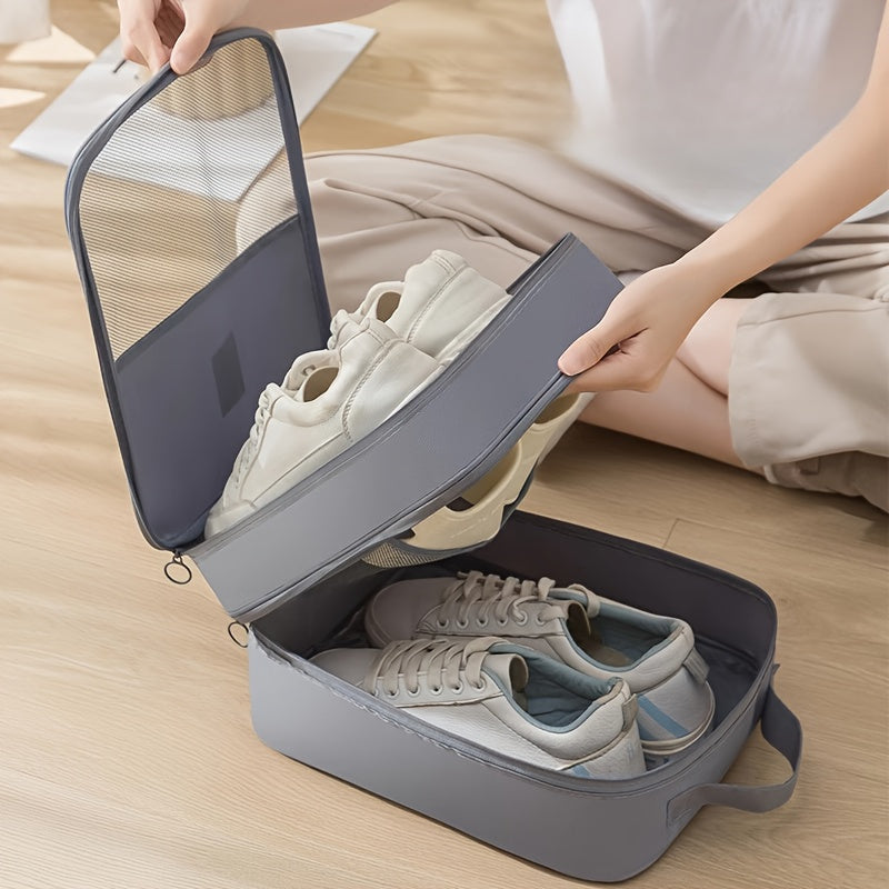 Travel Shoe Storage Bag - Hanging Organizer, Large Capacity, Multi-Functional, Machine Washable, Space-Saving Luggage, Durable Polyester with Multiple Compartments for Shoes and Accessories, Suitable for All Seasons (Spring,