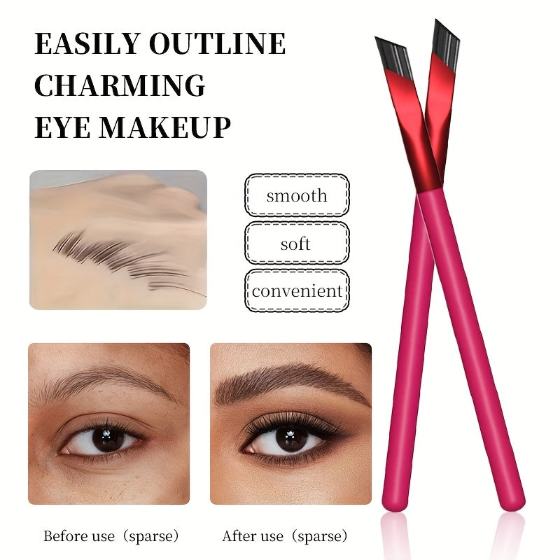 Lot de 2 pinceaux à sourcils carrés, multifonction, pour dessiner et estomper sourcils, créer formes naturelles et maquillage sophistiqué.