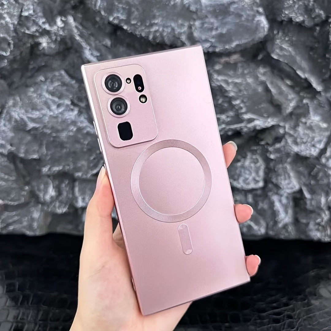 Coque transparente plaquée compatible charge magnétique sans fil, antichoc, pour Samsung Galaxy S20 à S23, offrant protection et style épuré.