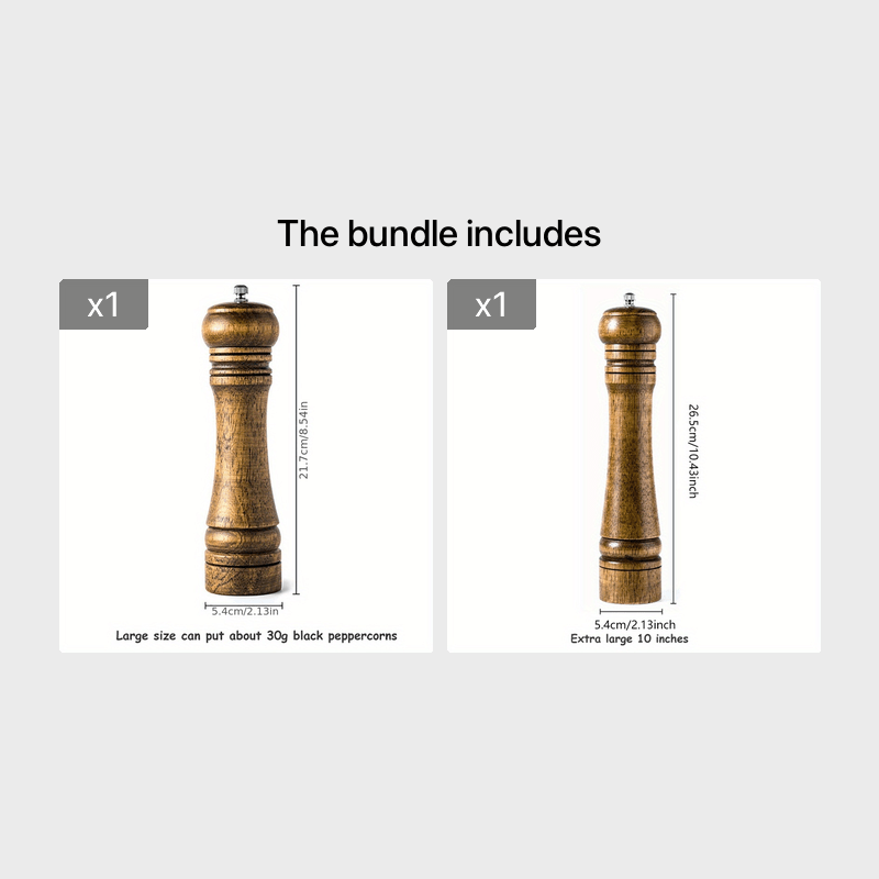 KEMORELA Handheld Manual Wooden Pepper Grinder - Classic Design, Durable Natural Material, Precision Grinding for Kitchen &amp; Dining, High-Quality Spice Mill, Culinary Accessories | Classic Kitchenware | Smooth Grip Design