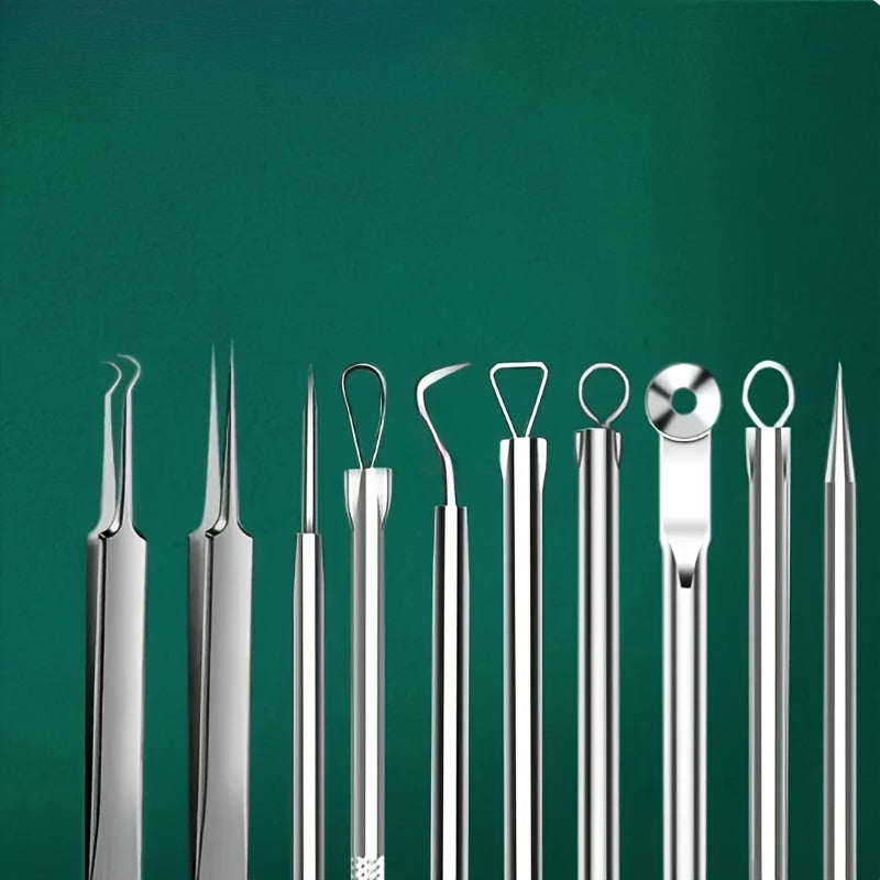 11pcs Professional Needle Set - Ultra-Fine No.5 Blackhead Remover, Pimple Picker &amp; Facial Pore Cleaner, Stainless Steel, Ideal for Normal Skin Types