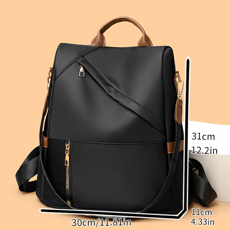 Women's Large Capacity Soft Backpack with Nylon - / Solid Color Bookbag, Commuter, Travel &amp; Laptop Carrier (Zipper Closure, Practical Pockets)