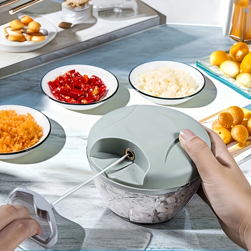 170ml/500ml/900ml Manual Food Chopper, Spice and Herb Grinder - Multifunctional Garlic Press, Vegetable Cutter, and Meat Grinder with Stainless Steel Blades, ABS Plastic Container, Perfect for Quick Garlic Preparation at Home