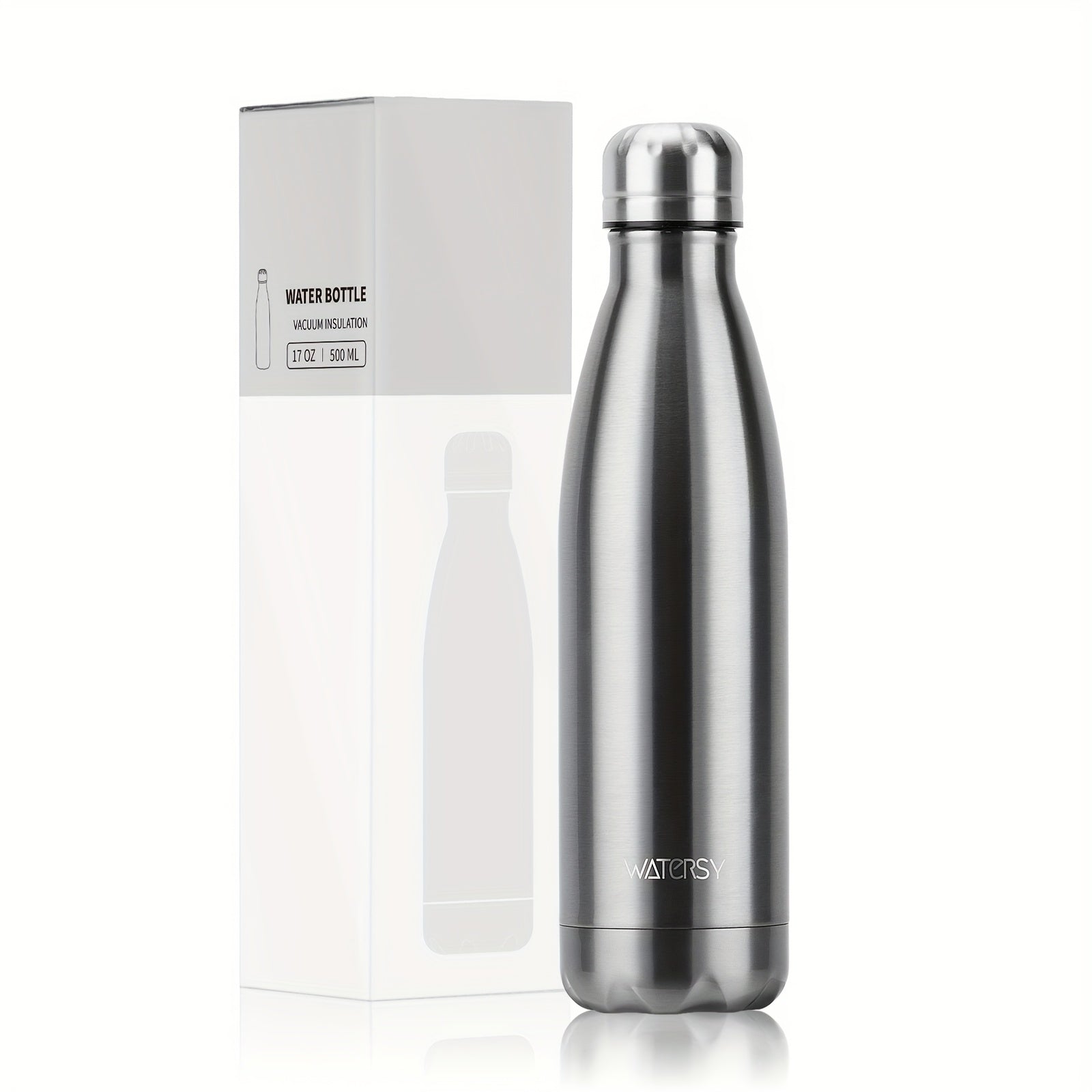 Bouteille WATERSY 500 ml en acier inoxydable, thermique, étanche, sans BPA, conserve boissons chaudes 12 h et froides 24 h.