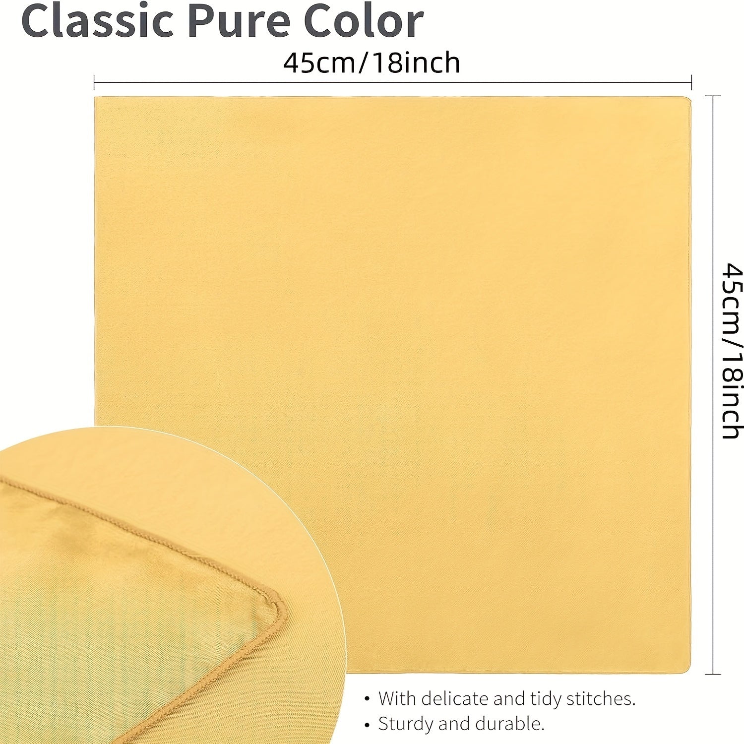 Lot VIJIV 12 pcs : 6 ronds de serviette dorés et 6 serviettes satin 17×17 cm, idéal mariages et fêtes.