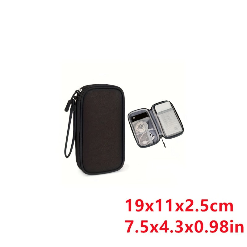 Trousse élégante en tissu avec compartiments multiples – organise câbles, batteries et accessoires, légère, pliable, pratique pour le voyage.
