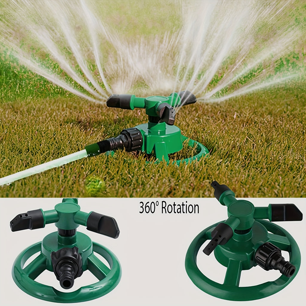 360-Degree Rotating Lawn Sprinkler Head - Multi-Functional Garden Irrigation Tool for Efficient Outdoor Watering, Adjustable Flow, Green Plastic Design, 360° Coverage for Lawns &amp; Gardens, Outdoor Sprinkler | Rotating Sprinkle
