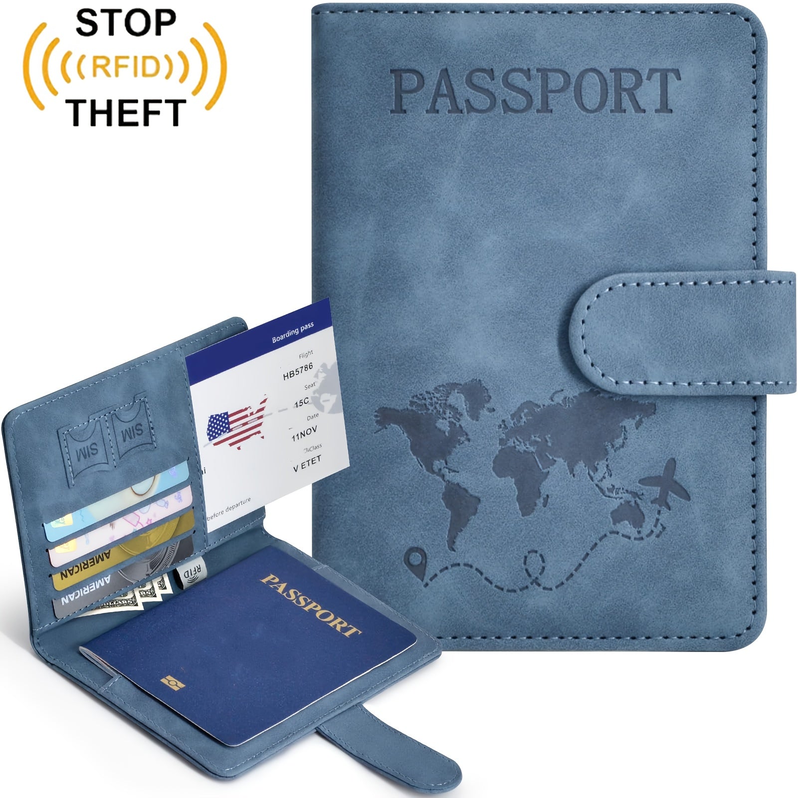 Porte-passeport élégant et pratique Protège vos documents de voyage, compact et facile à transporter, parfait pour déplacements et voyages internationaux.