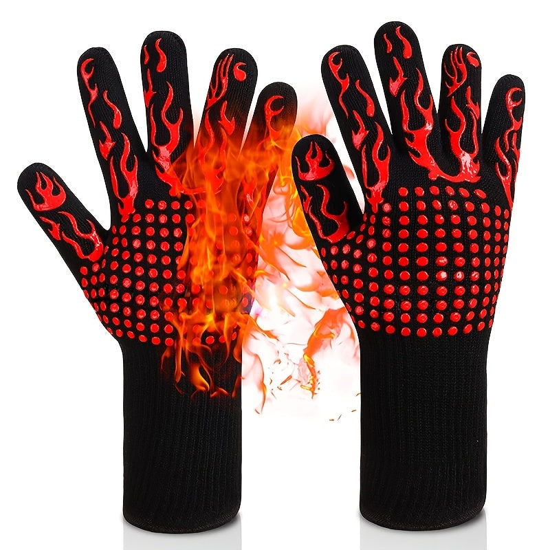 Gants de cuisine résistants à la chaleur : isolation four, protection anti-coupure, silicone antidérapant pour BBQ et cuisson. Vendu à l’unité.