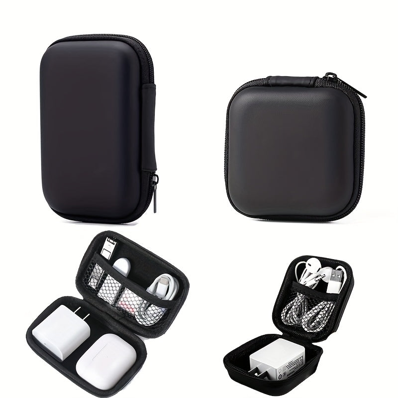 2pcs Multi-Color Zippered Pouches with Organizer Trays - Lightweight, Portable Case for Earphones, Chargers, Data Cables, Keys, Coins &amp; Jewelry - Durable EVA Material, Accessory Storage|Zippered Pouches|Zippered Organizer, Ca