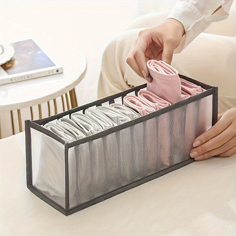 11 Grid Sock Underwear Storage Box: Transparent Mesh Closet Organizer for Household Underwear, Socks, Scarves, Ties - PVC Material