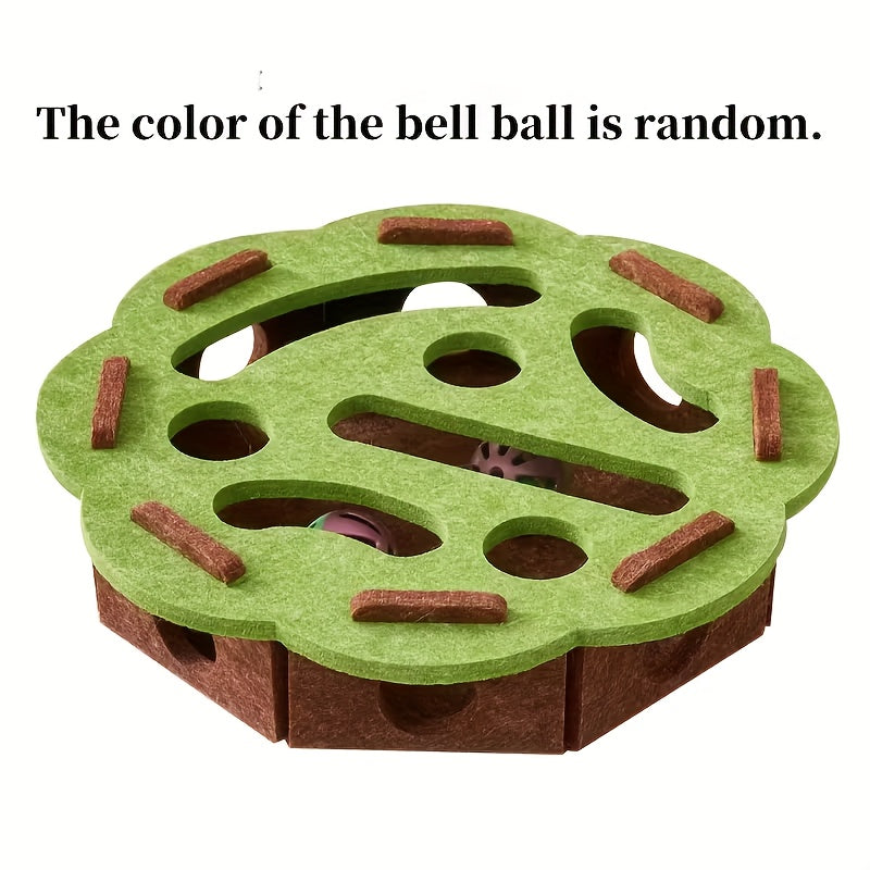 Interactive Cat Toy with Maze Tunnel &amp; Bell Ball - Durable Felt Material, No Batteries Needed, Geometric Design for Indoor Cats, Mental Stimulation &amp; Exercise, All Breeds &amp; Sizes, Cat Toy Interactive, Playful Design, Sturdy C