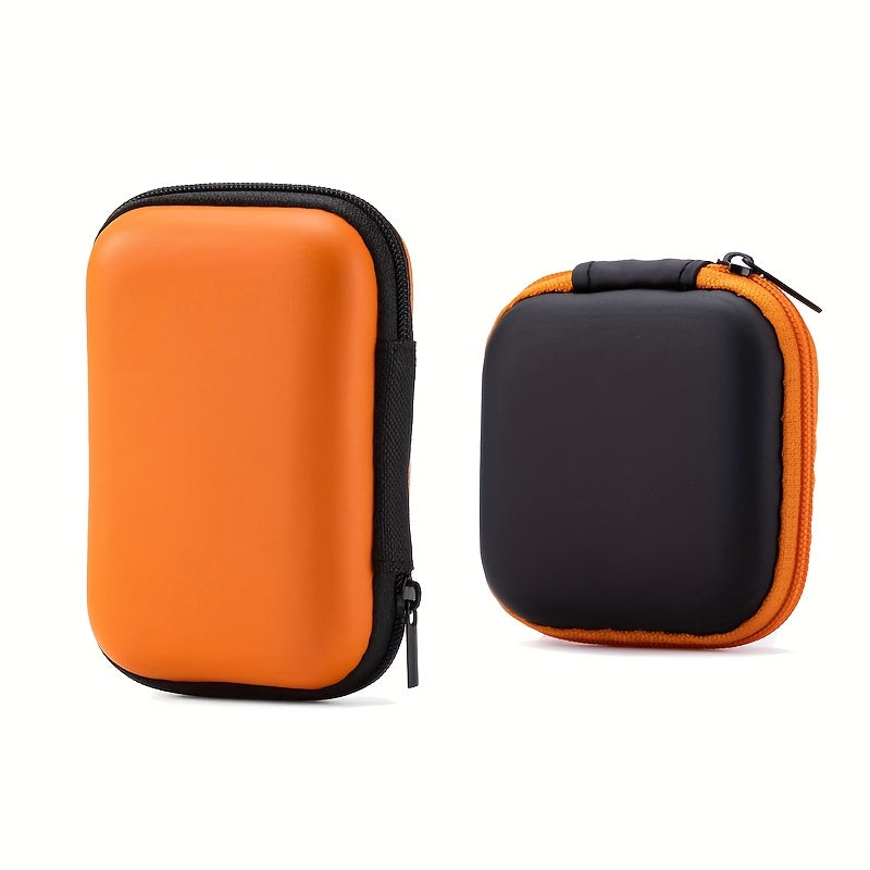 2pcs Multi-Color Zippered Pouches with Organizer Trays - Lightweight, Portable Case for Earphones, Chargers, Data Cables, Keys, Coins &amp; Jewelry - Durable EVA Material, Accessory Storage|Zippered Pouches|Zippered Organizer, Ca