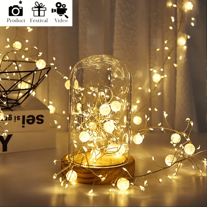 Guirlande LED extra longue 200 cm Lumières courbes élégantes, LED chaud et froid, idéale pour mariage, fêtes, bureau ou photos, installation facile, basse tension.
