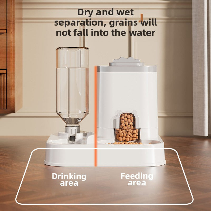 Automatic Cat &amp; Dog Water Dispenser with Integrated Food Basin - 1-10L Capacity, No Batteries Needed, Modern White Design for Easy Cleaning &amp; Hydration - Durable Pet Hydration Solution, Automatic Pet Feeder, Sleek Pet Accesso