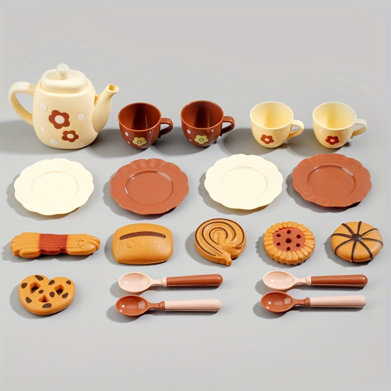 Service à thé de luxe pour ados, incluant théière, biscuits et aliments réalistes, cadeau idéal pour garçons et filles.
