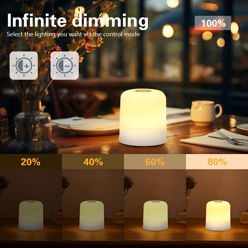 Lampe de nuit LED USB tactile, 3 intensités, compacte pour table de chevet, idéale pour chambre et éclairage d’ambiance.