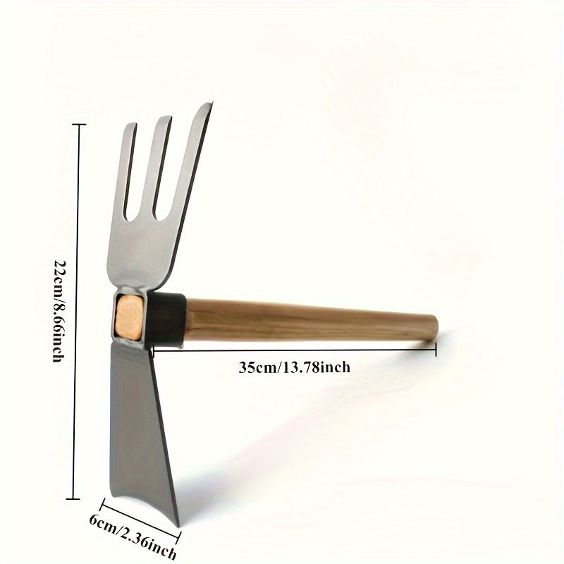 13.78-Inch Dual-Sided Garden Hoe | Durable Cast Iron Hoe with Ergonomic Non-Slip Handle | Floral Planting &amp; Vegetable Weeding Tool | Heavy-Duty Home Gardening Tool Set