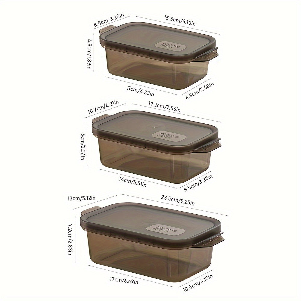 3psc Thickened Transparent Sealed Fresh-Keeping Box Rectangular Freezer Storage Container Plastic Microwave Food Grade Storage Box
