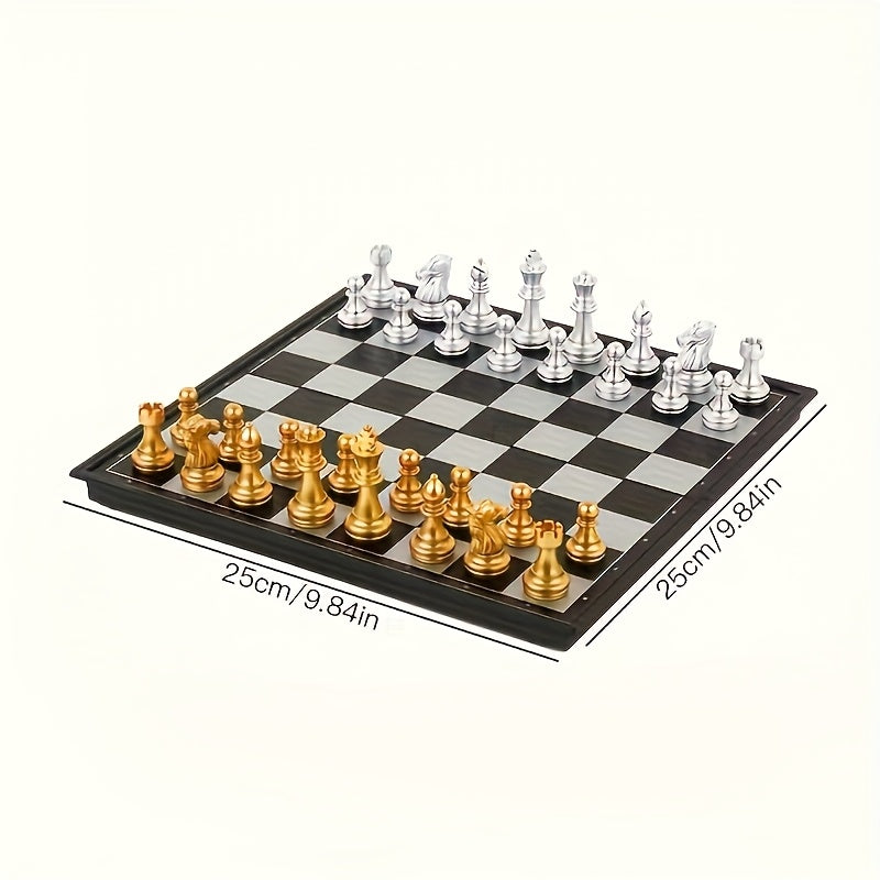 Elegant Golden &amp; Silvery Plastic Chess Set - Perfect for Parties, Family Gatherings Holiday Fun Perfect for New Year, Christmas, Birthdays Valentine'S Day Gifts