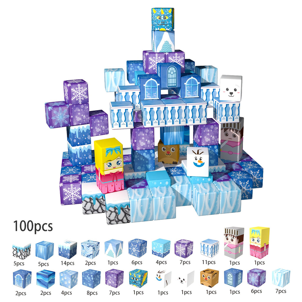 Blocs magnétiques, 48/64/100 pièces, cubes de construction pour enfants 3‑12 ans, stimule créativité et motricité, idéal cadeau ou bas de Noël.