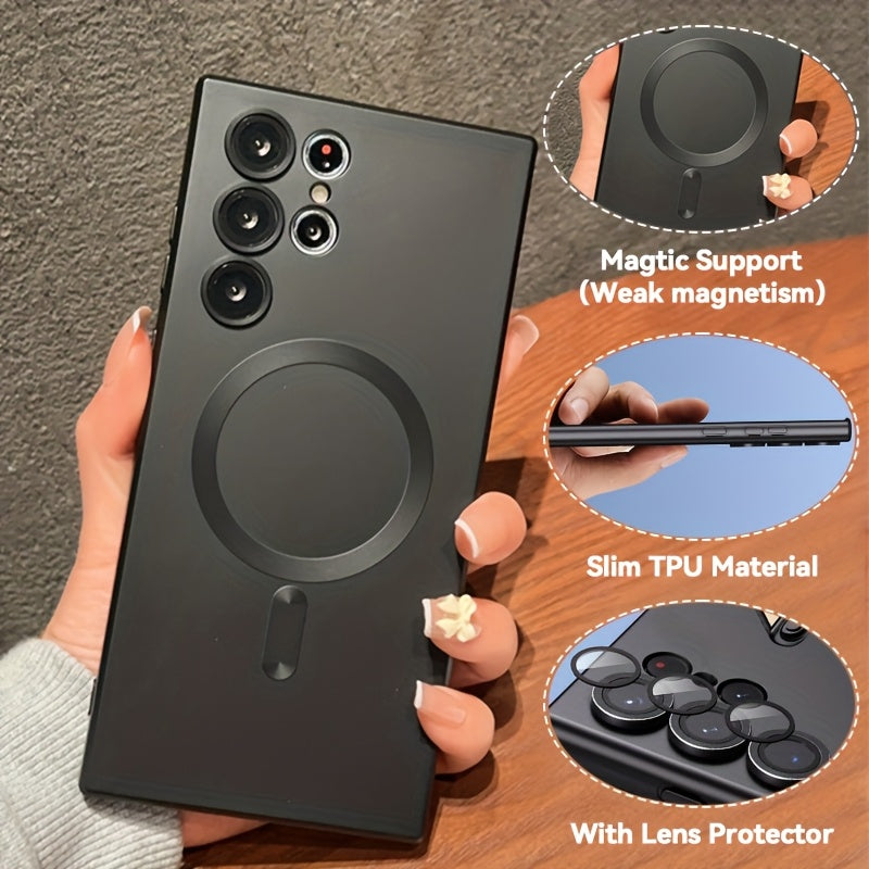 Coque transparente plaquée compatible charge magnétique sans fil, antichoc, pour Samsung Galaxy S20 à S23, offrant protection et style épuré.